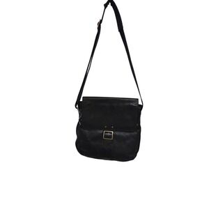 Leather Messenger Bag Crossbody Shoulder Bag Buckle Flap‎ Black